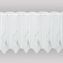 Stickerei-Bistrogardine Samara in weiß-grau 45 cm hoch