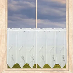 Stickerei-Bistrogardine Samara in weiß-grau 55 cm hoch