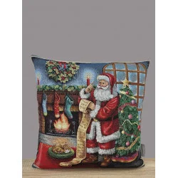 Festlicher Gobelin-Kissenbezug Wunschzettel 45x45 cm