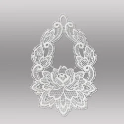 Kleines Fensterbild Rosenblüte in natur aus Plauener Spitze