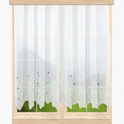 Zeitlose Plauener Stickereigardine Talina mit Bohrstickerei