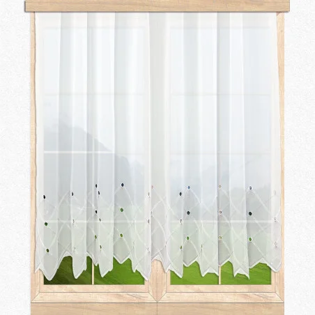 Zeitlose Plauener Stickereigardine Talina mit Bohrstickerei