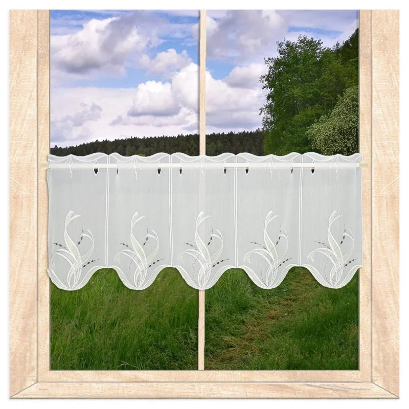 Moderne Stickerei-Kurzgardine Sancia 30 cm hoch