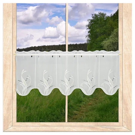 Moderne Stickerei-Kurzgardine Sancia 30 cm hoch