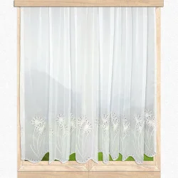 Hochwertiger Bohr-Stickereistore Silvja in weiß-beige