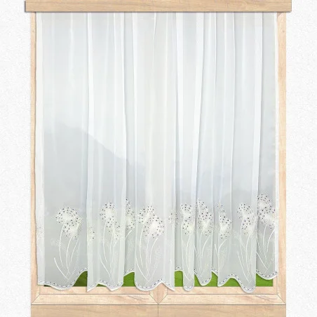 Hochwertiger Bohr-Stickereistore Silvja in weiß-beige