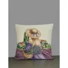 Gobelin-Kissenbezug Dame mit Strohhut 45x45 cm