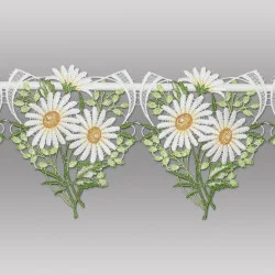 Kleine Plauener Spitzengardine Margeriten Stangendeko Detailbild