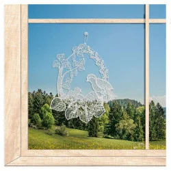 Kleines Fensterbild Vogelnest aus Plauener Spitze