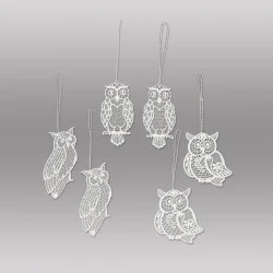 Anhänger Kleine Eulen aus Plauener Spitze Baumbehang