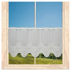 Plauener Stickerei-Kurzgardine Silvana in natur 35 cm hoch