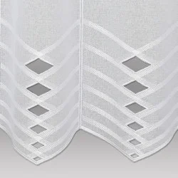 Moderne Kurzgardine Liss in weiß Plauener Spitze