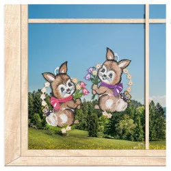 Osterfensterbild Häslein mit Schleife