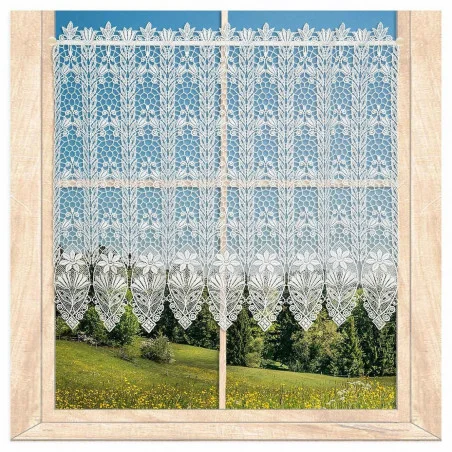 Elegant-zeitlose Plauener Spitzengardine Marcelina in natur