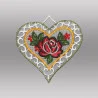 Kleines Fensterbild Rosenherz aus Plauener Spitze