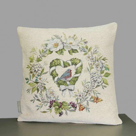 Ansprechende Gobelin-Kissenhülle Garten 45x45 cm