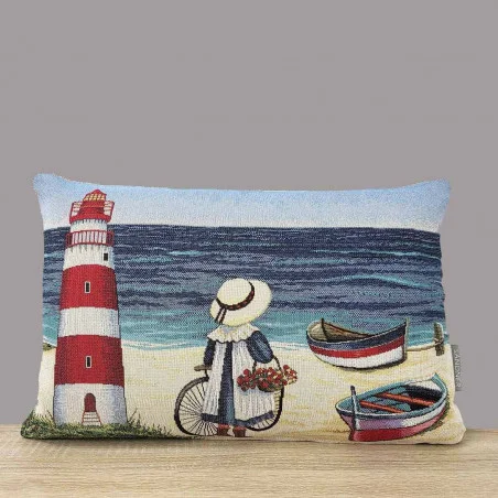 Attraktive Gobelin Kissenhülle Strandidylle