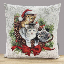 Bildschöner Gobelin-Kissenbezug Katzen