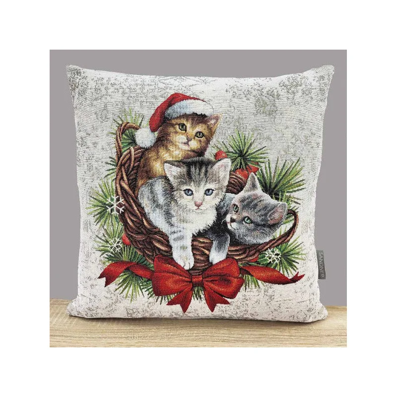 Bildschöner Gobelin-Kissenbezug Katzen