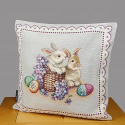 Gobelin-Kissenbezug Hasenpaar