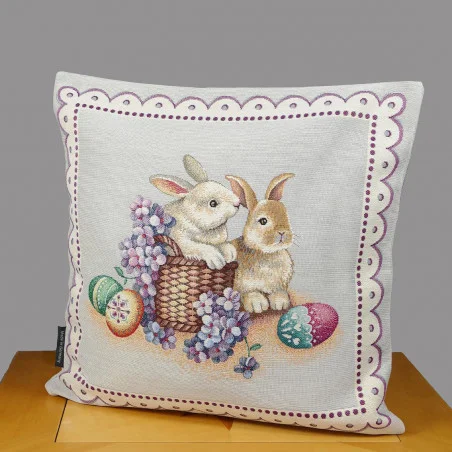 Gobelin-Kissenbezug Hasenpaar