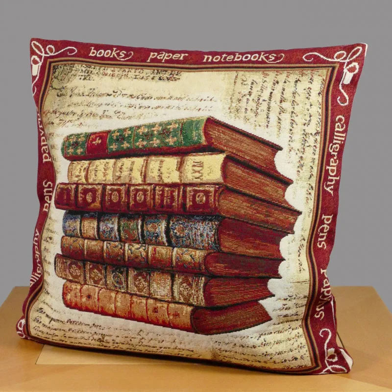 Gobelin Kissenbezug Antike Bücher 45x45 cm