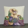 Gobelin-Kissenbezug Dame mit Strohhut 45x45 cm