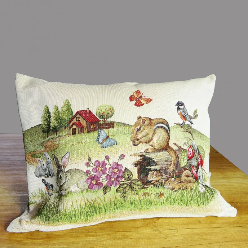 Gobelin-Kissenbezug Tiere auf der Wiese 38x48 cm