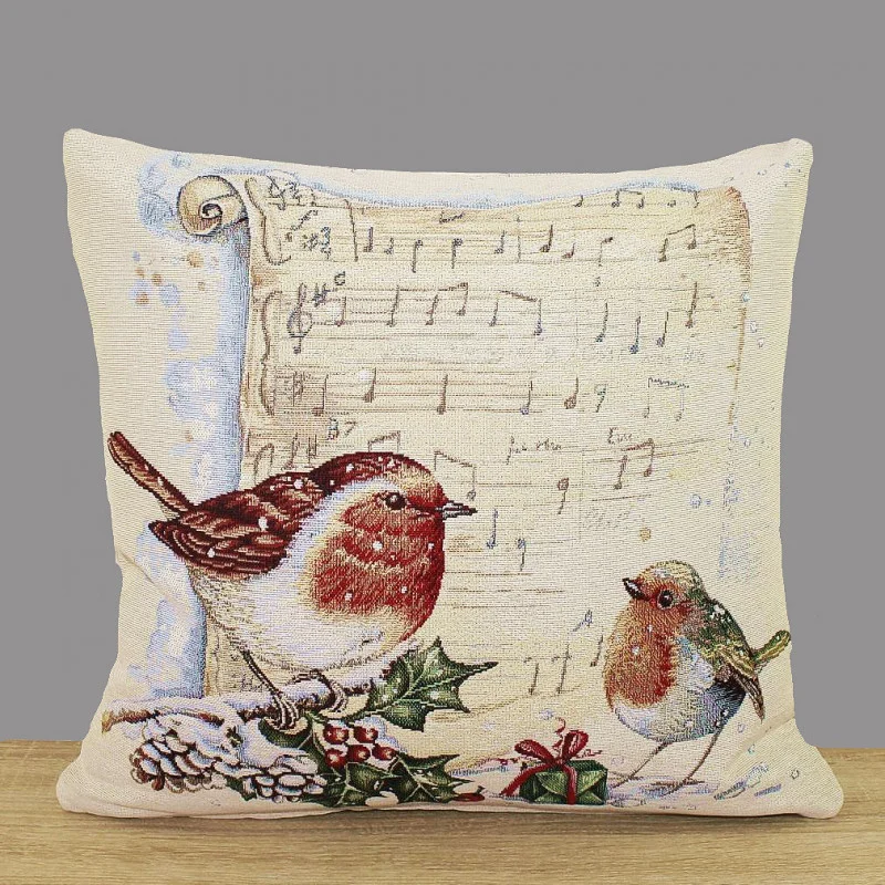 Gobelin-Kissenhülle Rotkehlchen 45x45 cm
