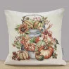 Herbstlicher Gobelin Kissenbezug Kürbis mit Eimer