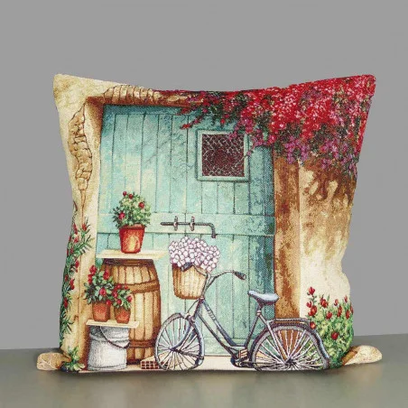 Gobelin-Kissenbezug Holztor auf dem Land 45x45 cm