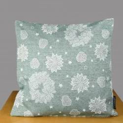 Kissenhülle Kränze in grün-weiß