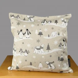 Winterliche Kissenhülle Pinguine