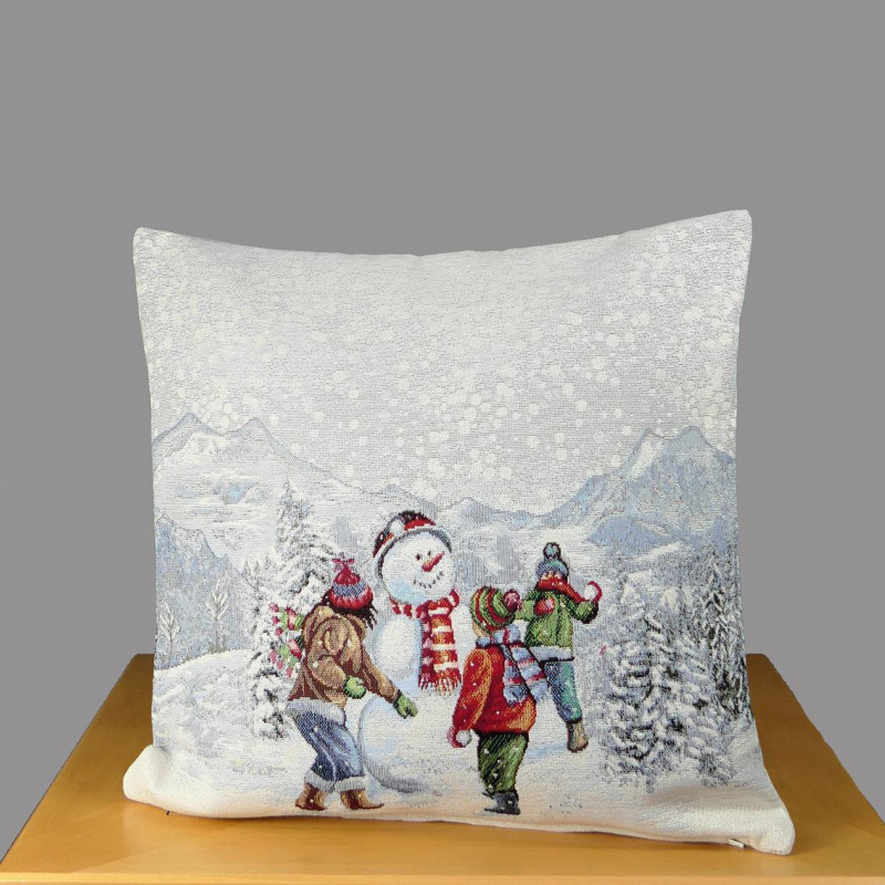 Winterliche Gobelin Kissenhülle Schnee 45x45 cm