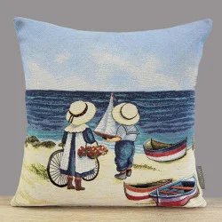 Gobelin-Kissenbezug Strandkinder 45x45 cm