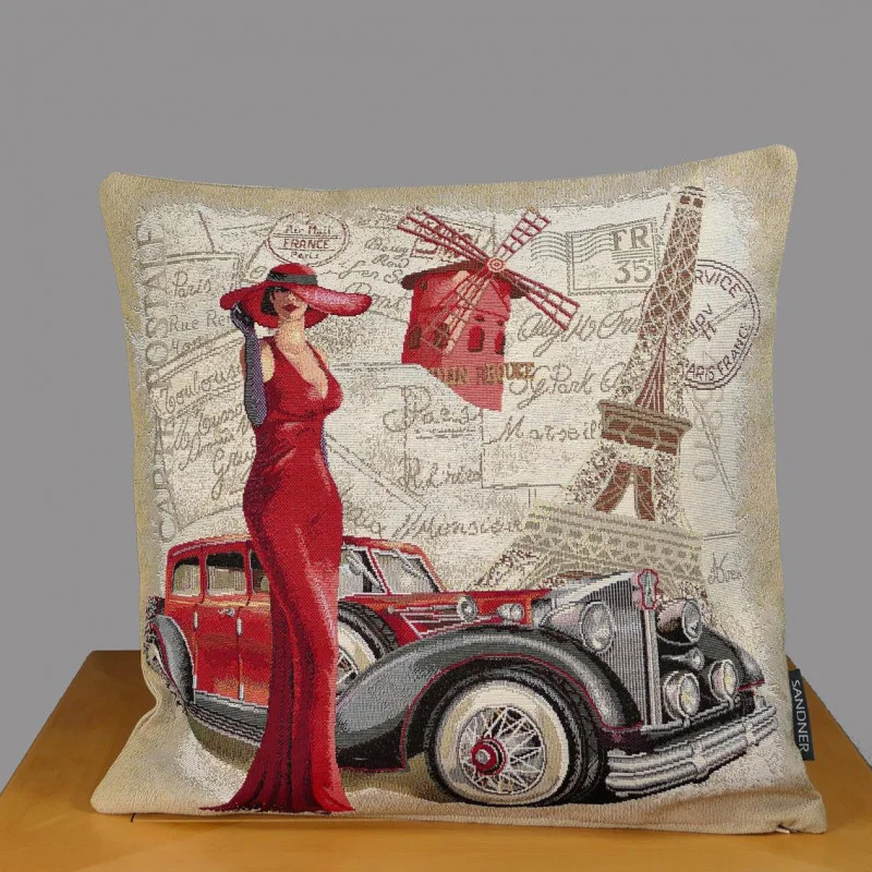 Moderne Gobelin Kissenhülle Madame 45x45 cm