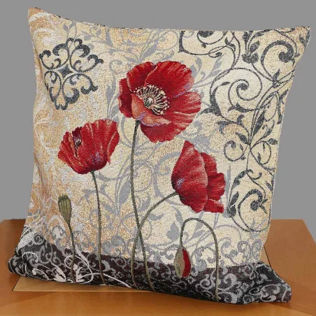 Gobelin Kissenbezug Mohnblumen 45x45 cm