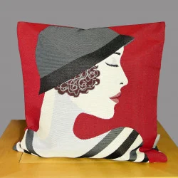 Gobelin-Kissenbezug Madeleine in rot 45x45 cm