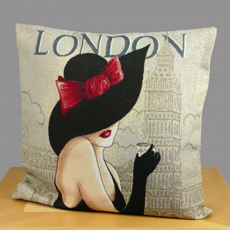 Gobelin Kissenbezug Londoner Dame 45x45 cm