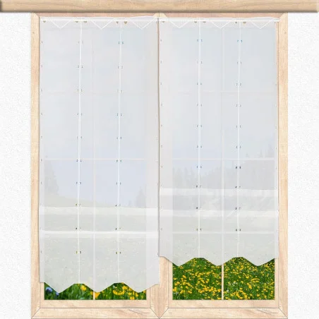 Moderne Raffgardine Cara in weiß-hellgrau