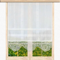 Moderne Raffgardine Suna mit Plauener Spitzenabschluss