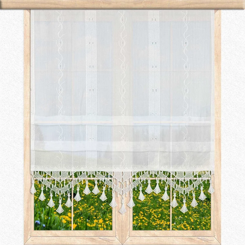 Raffgardine Fay mit Plauener Spitzenabschluss