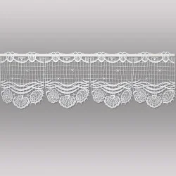 Weiße Plauener Spitzengardine Muscheln