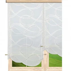 Stickerei-Flächengardine Andrina in ecrü-braun