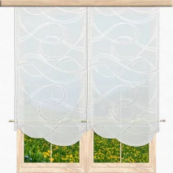 Stickerei-Flächengardine Andrina in ecrü-braun