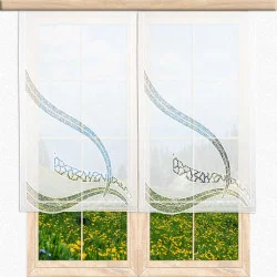 Edle Flächengardine Sarah in weiß mit Plauener Spitze