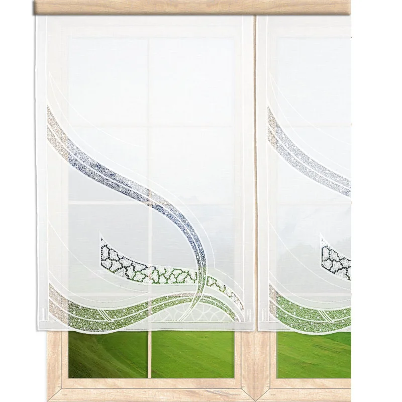 Edle Flächengardine Sarah in weiß mit Plauener Spitze