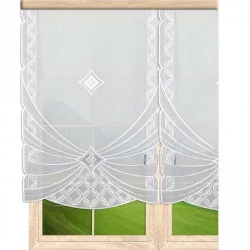 Plauener Stickerei-Schiebepaneele Milena in weiß-taupe