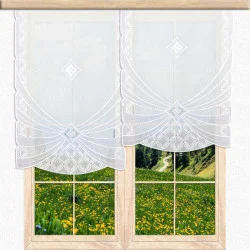 Plauener Stickerei-Schiebepaneele Milena in weiß-taupe