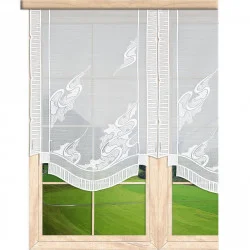 Zeitlose weiße Plauener Stickerei-Schiebepaneele Bess